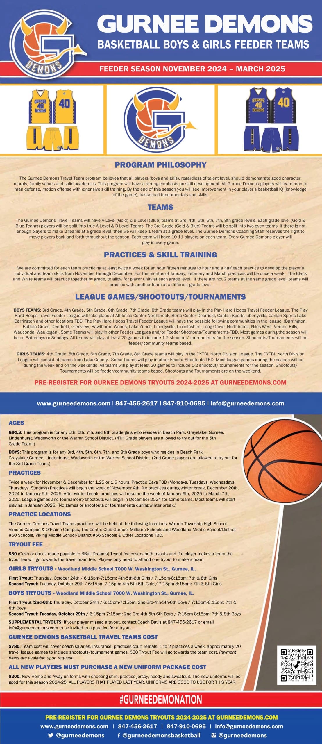 2024-2025 Gurnee Demons Basketball Flyer