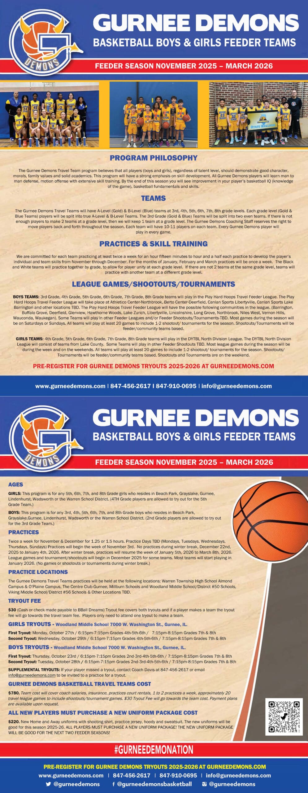 2024-2025 Gurnee Demons Basketball Flyer
