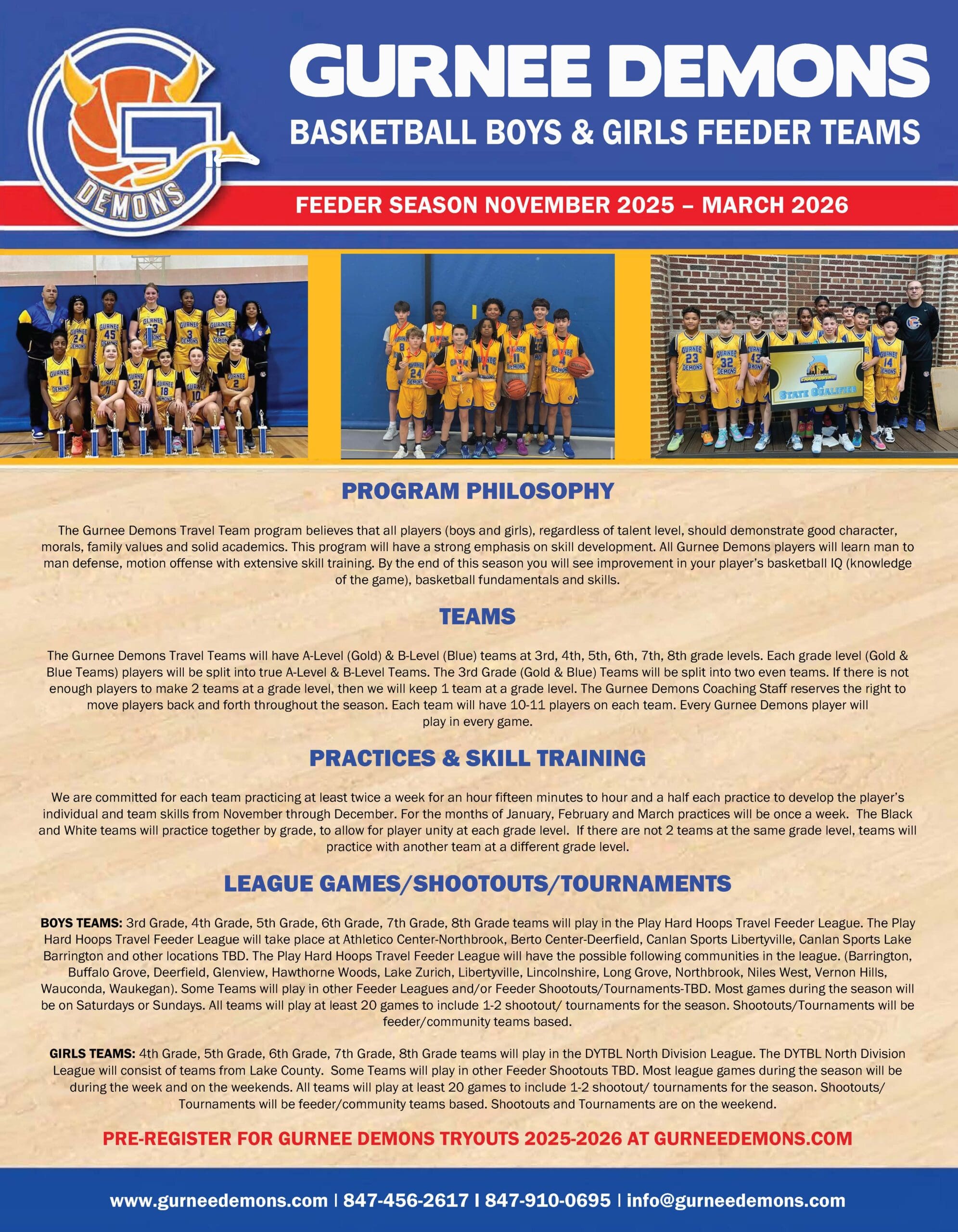 Gurnee Demons Winter Travel Feeder Tryouts 2025-2026